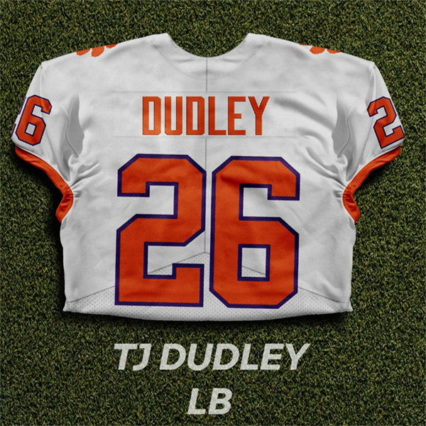 Mens Clemson Tigers #26 TJ Dudley White College Football Game Jersey