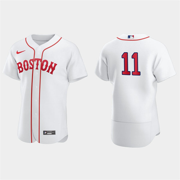 Mens Boston Red Sox #11 Rafael Devers 2021 Patriots' Day Player Game Jersey Nike White FlexBase