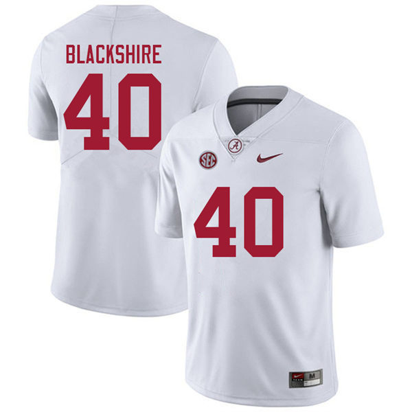 Men's Youth Alabama Crimson Tide #40 Kendrick Blackshire White College Football Game Jersey