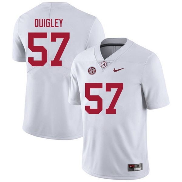 Men's Youth Alabama Crimson Tide #57 Chase Quigley White College Football Game Jersey