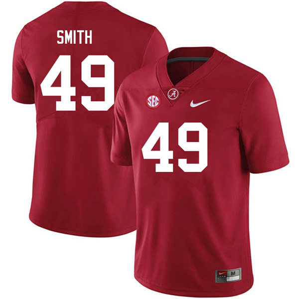 Men's Youth Alabama Crimson Tide #49 Jordan Smith Crimson College Football Game Jersey