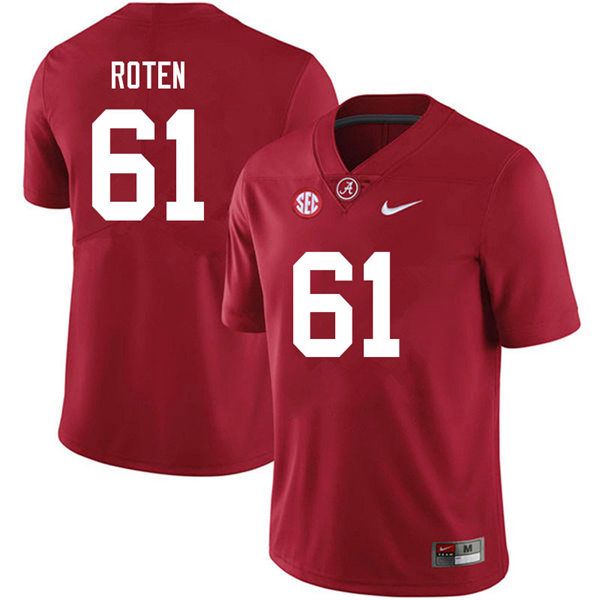 Men's Youth Alabama Crimson Tide #61 Graham Roten Crimson College Football Game Jersey