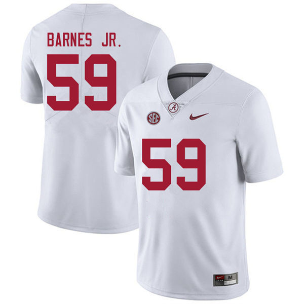 Men's Youth Alabama Crimson Tide #59 Anquin Barnes Jr. White College Football Game Jersey