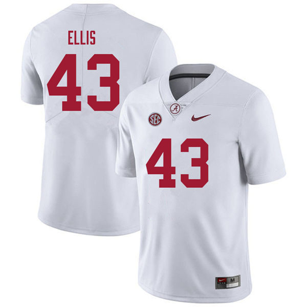Men's Youth Alabama Crimson Tide #43 Robert Ellis White College Football Game Jersey