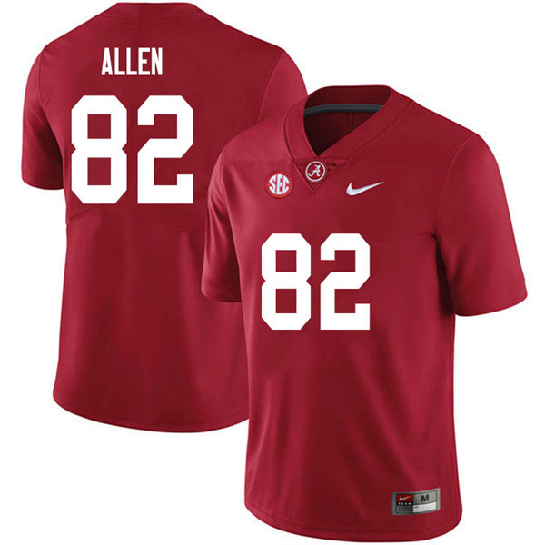 Men's Youth Alabama Crimson Tide #82 Chase Allen Crimson College Football Game Jersey