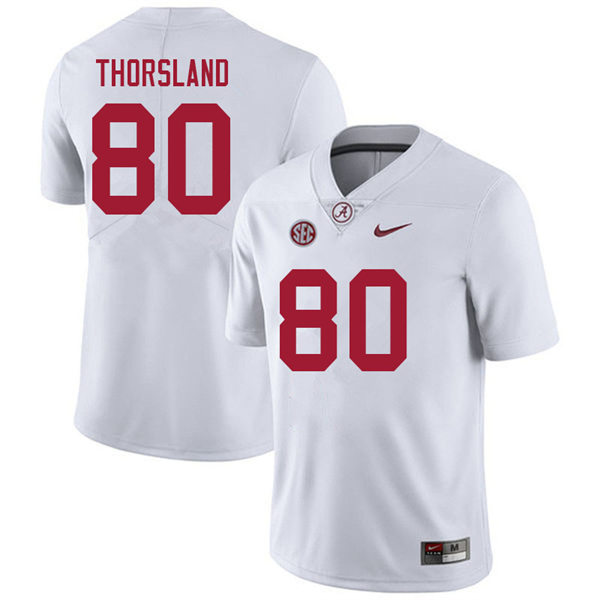 Men's Youth Alabama Crimson Tide #80 Adam Thorsland White College Football Game Jersey