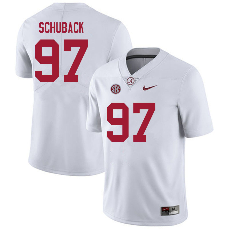 Men's Youth Alabama Crimson Tide #97 Reid Schuback White College Football Game Jersey