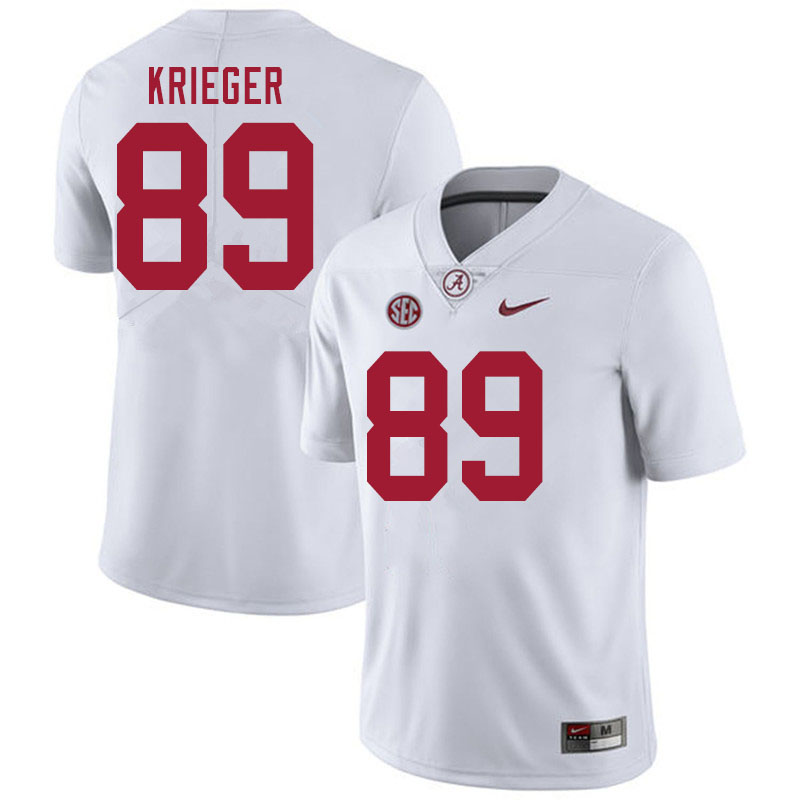 Men's Youth Alabama Crimson Tide #89 Grant Krieger White College Football Game Jersey