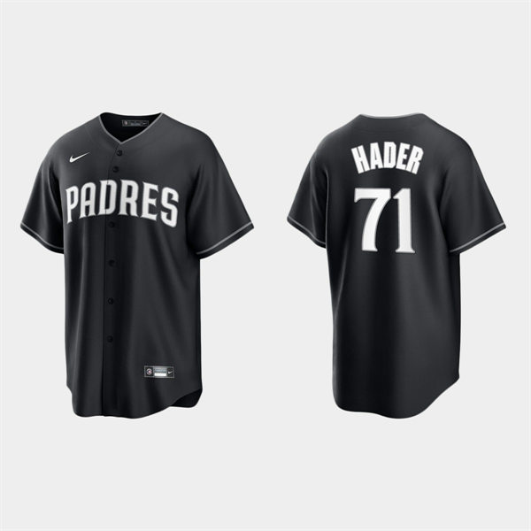 Mens San Diego Padres 71 Josh Hader Nike Black White Collection Jersey
