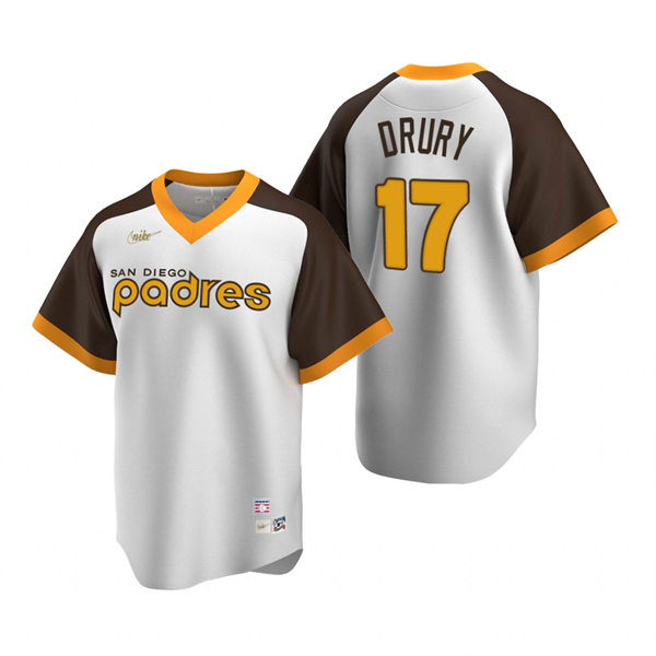 Mens San Diego Padres #17 Brandon Drury Nike White Pullover Cooperstown Collection Jersey