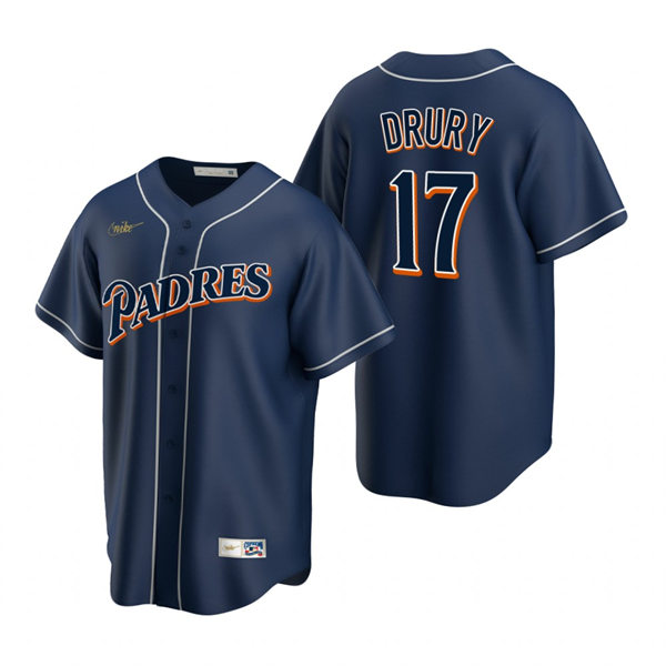 Mens San Diego Padres #17 Brandon Drury Nike Navy Cooperstown Collection Jersey