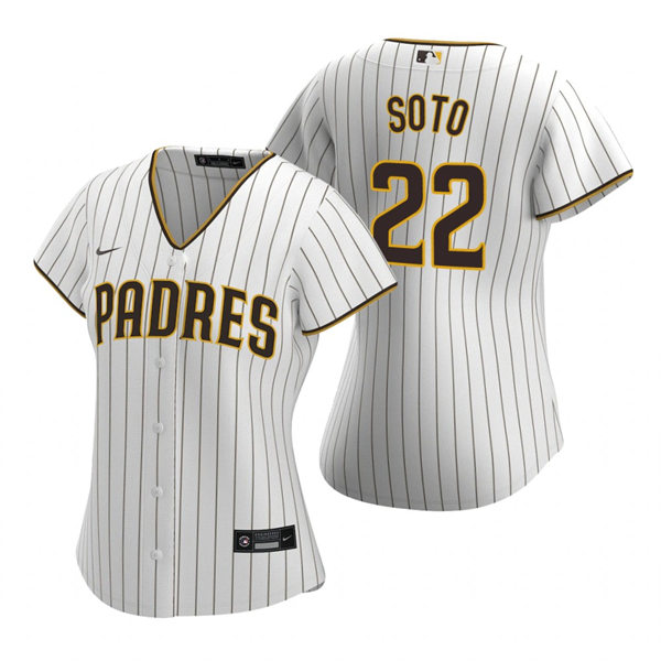 Women's San Diego Padres #22 Juan Soto White Brown Jersey