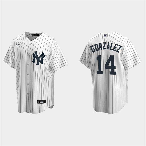 Men's New York Yankees #14 Marwin Gonzalez White Home with Name Cool Base Jersey