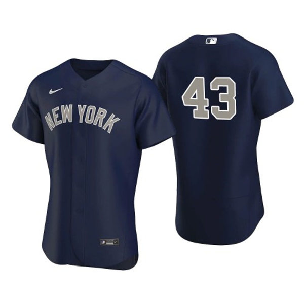 Mens New York Yankees #43 Jonathan Loaisiga Navy Grey Alternate 2nd New York FlexBase Jersey