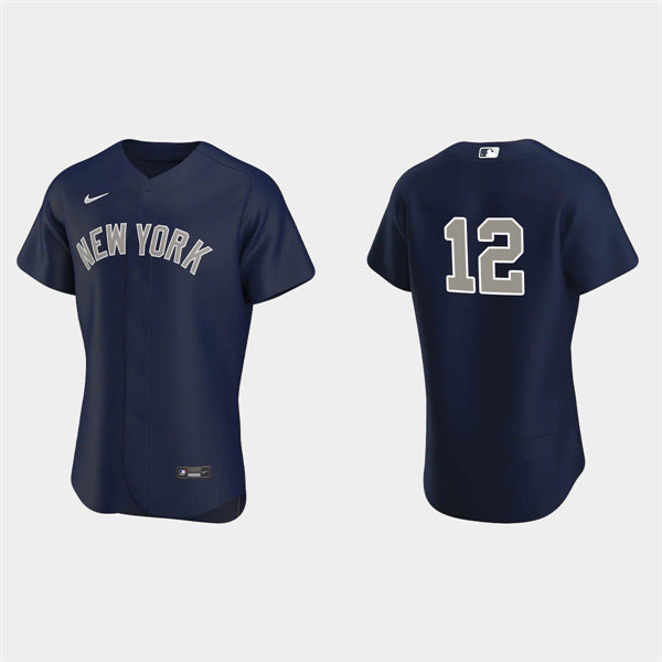 Men's New York Yankees #12 Trent Grisham Navy Grey Alternate 2nd New York FlexBase Jersey