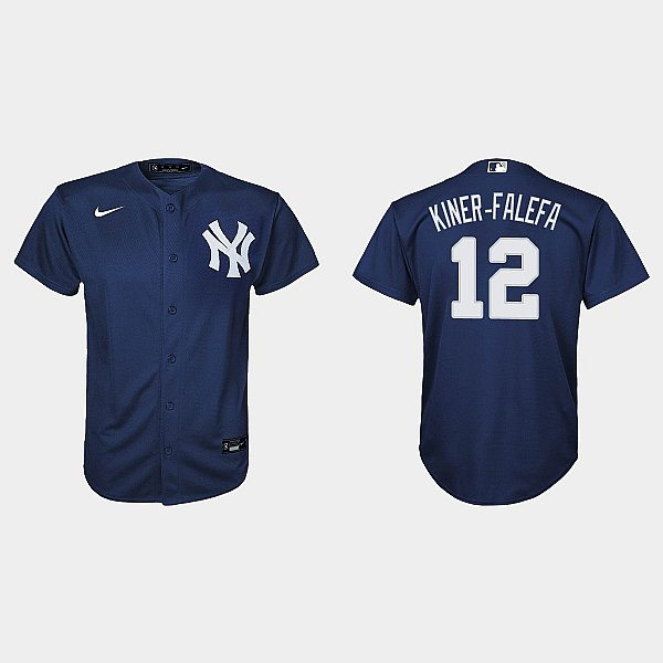 Youth New York Yankees #12 Isiah Kiner-Falefa Navy Alternate With Name Cool Base Jersey