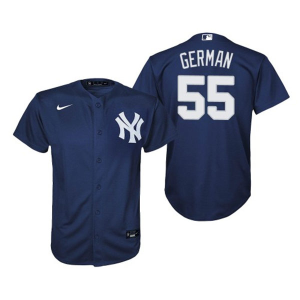 Youth New York Yankees #55 Domingo German Navy Alternate With Name Cool Base Jersey
