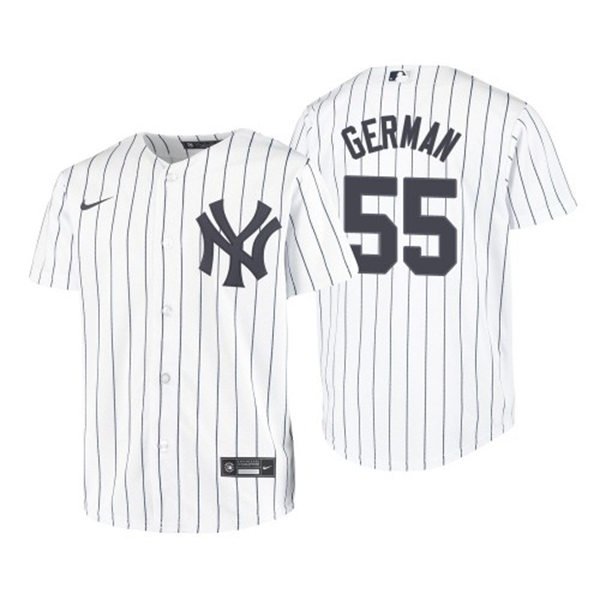 Youth New York Yankees #55 Domingo German White Home with Name Cool Base Jersey