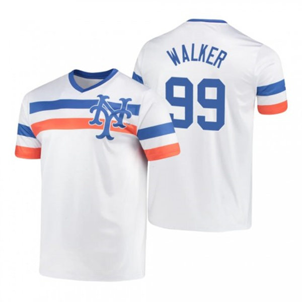 Men's New York Mets #99 Taijuan Walker White V-Neck Cooperstown Collection Jersey