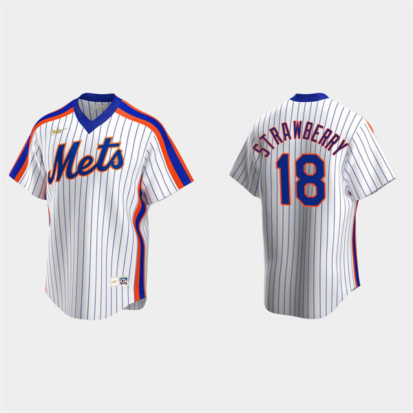 Men's New York Mets #18 Darryl Strawberry Nike White Pullover Cooperstown Collection Jersey