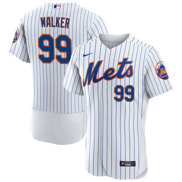 Mens New York Mets #99 Taijuan Walker Home White Pinstripe FlexBase Player Jersey