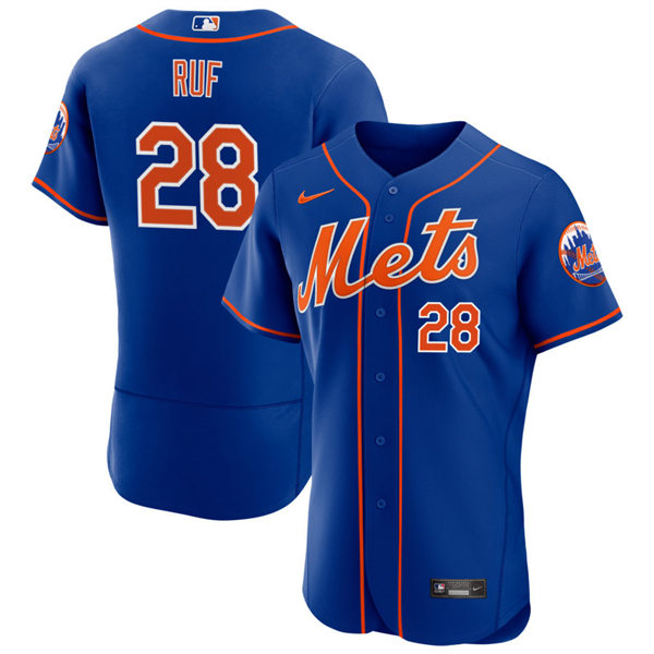 Mens New York Mets #28 Darin Ruf Royal Orange Alternate FlexBase Player Jersey