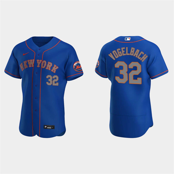 Mens New York Mets #32 Daniel Vogelbach Royal Grey Alternate FlexBase Player Jersey