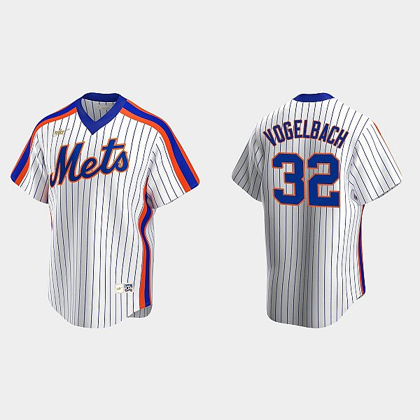 Mens New York Mets #32 Daniel Vogelbach Nike White Pullover Cooperstown Collection Jersey