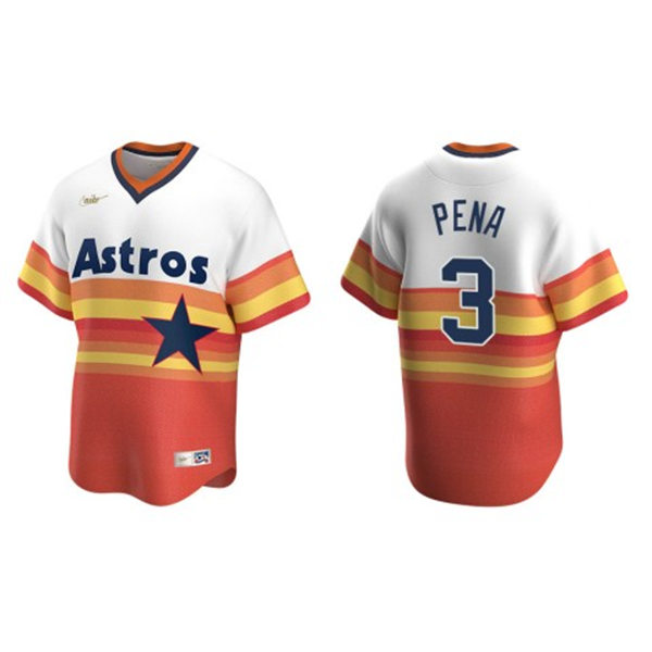 Mens Houston Astros #3 Jeremy Pena White Orange Cooperstown Collection Jersey