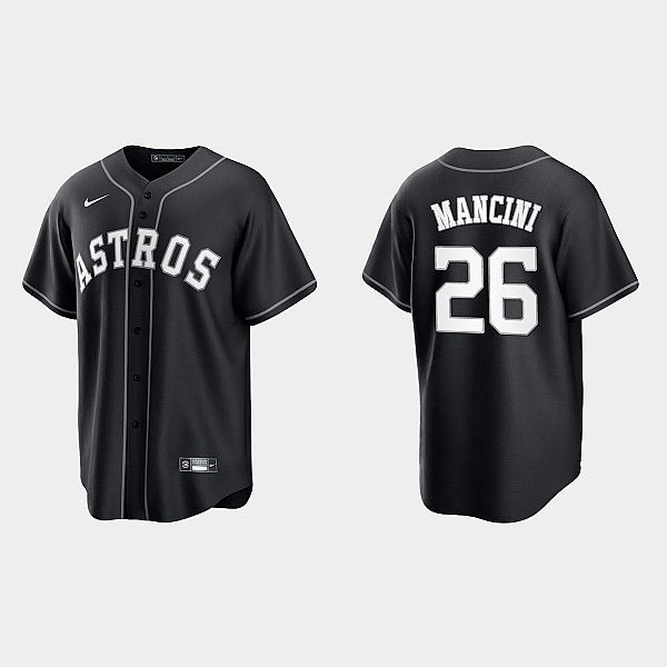 Mens Houston Astros #26 Trey Mancini Nike Black White Collection Jersey