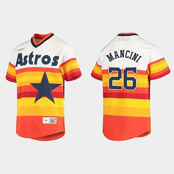 Mens Houston Astros #26 Trey Mancini Nike White Orange Cooperstown Collection Jersey