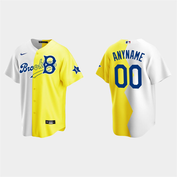 Mens Youth Brooklyn Dodgers Custom 2022 MLB All-Star Celebrity Softball Game Jersey - White Yellow