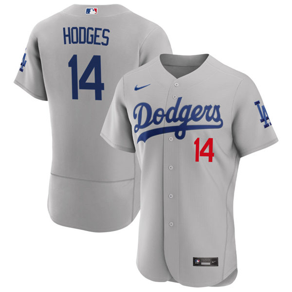 Men's Los Angeles Dodgers #14 Gil Hodges Nike Grey Road FlexBase Jersey