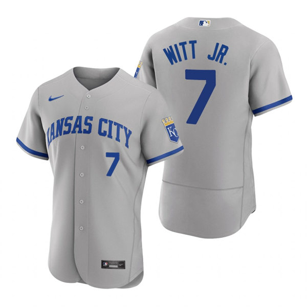 Mens Kansas City Royals #7 Bobby Witt Jr. Nike 2022 Gray Road FlexBase Player Jersey