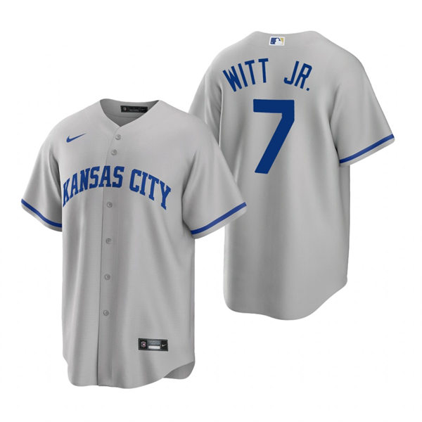 Youth Kansas City Royals #7 Bobby Witt Jr. Nike 2022 Gray Road CoolBase Jersey