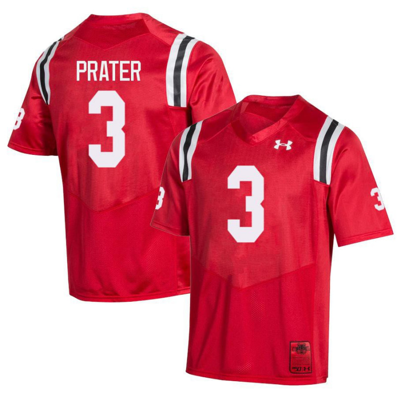 Mens Cincinnati Bearcats #3 Evan Prater Red Retro College Football Jersey