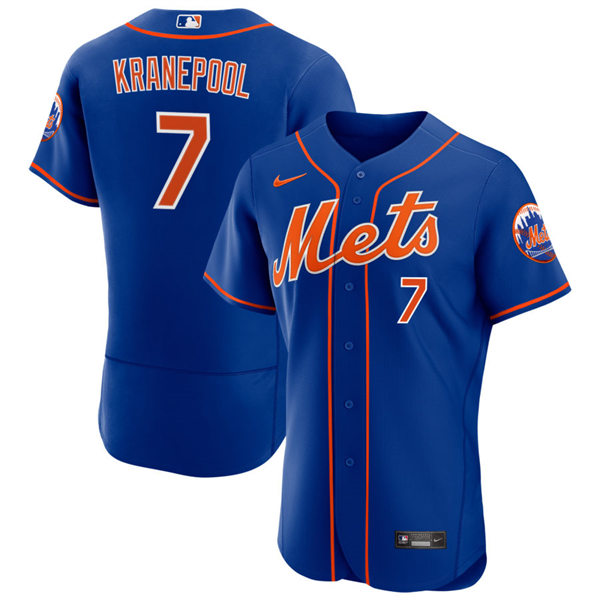 Mens New York Mets Retired Player #7 Ed Kranepool Royal Orange Alternate FlexBase Player Jersey