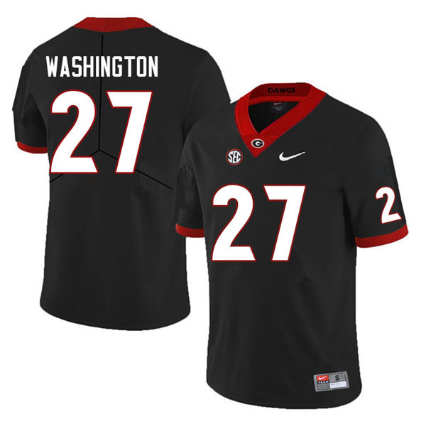 Mens Georgia Bulldogs #27 C.J. Washington Black College Football Game Jersey