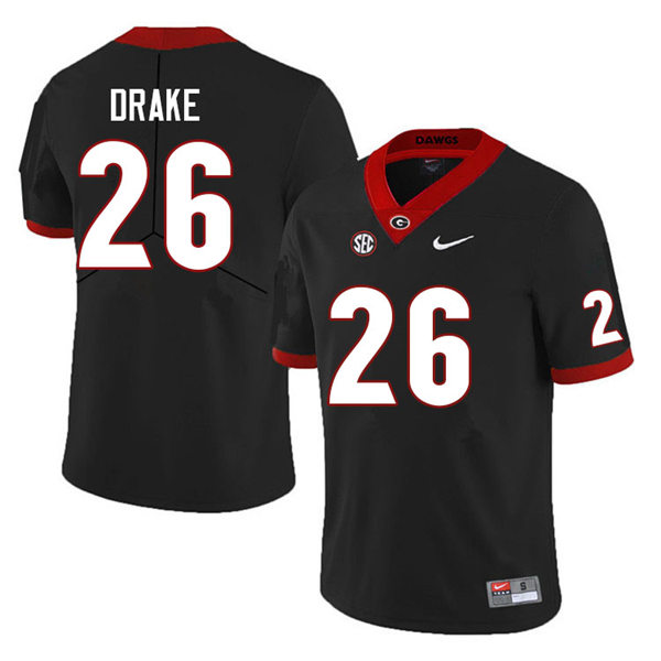 Mens Georgia Bulldogs #26 Collin Drake Black College Football Game Jersey