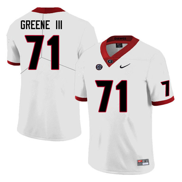 Mens Georgia Bulldogs #71 Earnest Greene III College Football Game Jersey White