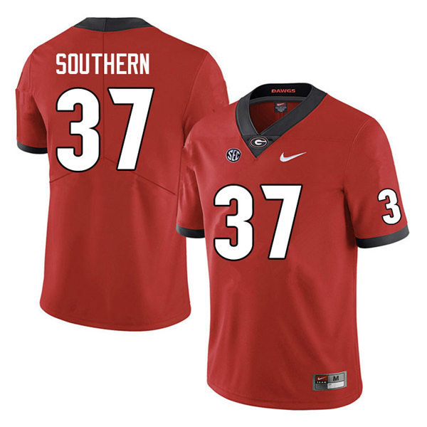Mens Georgia Bulldogs #37 Drew Southern Red Home College Football Game Jersey