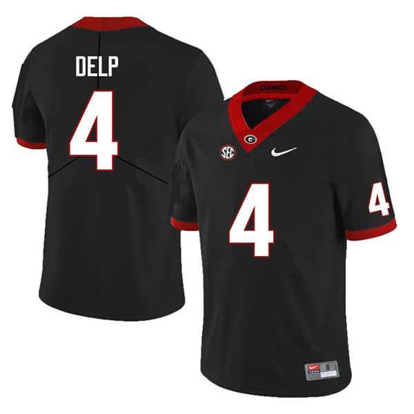 Mens Georgia Bulldogs #4 Oscar Delp Black College Football Game Jersey 