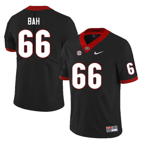 Mens Georgia Bulldogs #66 Aliou Bah Black College Football Game Jersey