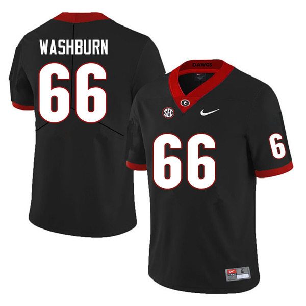 Mens Georgia Bulldogs #66 Jonathan Washburn Black College Football Game Jersey