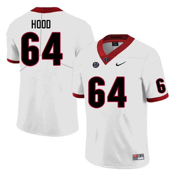 Mens Georgia Bulldogs #64 Jacob Hood College Football Game Jersey White