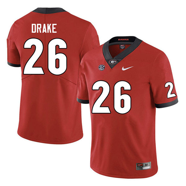 Mens Georgia Bulldogs #26 Collin Drake Red Home College Football Game Jersey