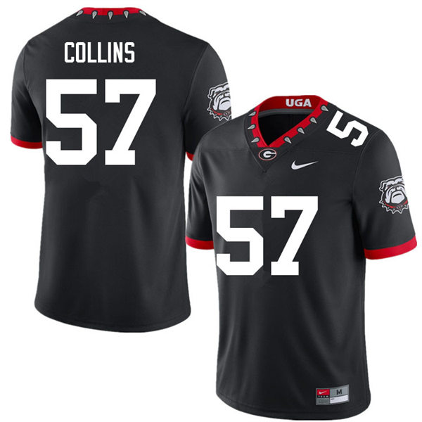 Mens Georgia Bulldogs #57 Luke Collins Black Alternate Mascot 100th Anniversary College Football Game Jersey