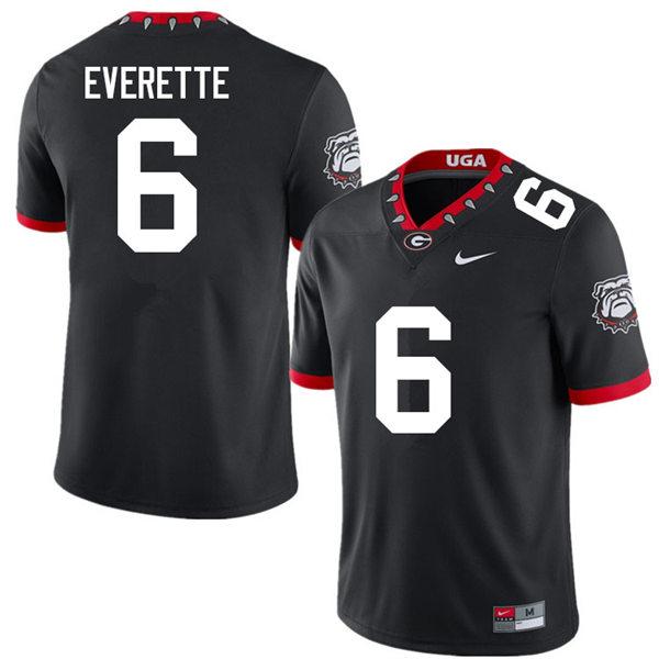 Mens Georgia Bulldogs #6 Daylen Everette Black Alternate Mascot 100th Anniversary College Football Game Jersey