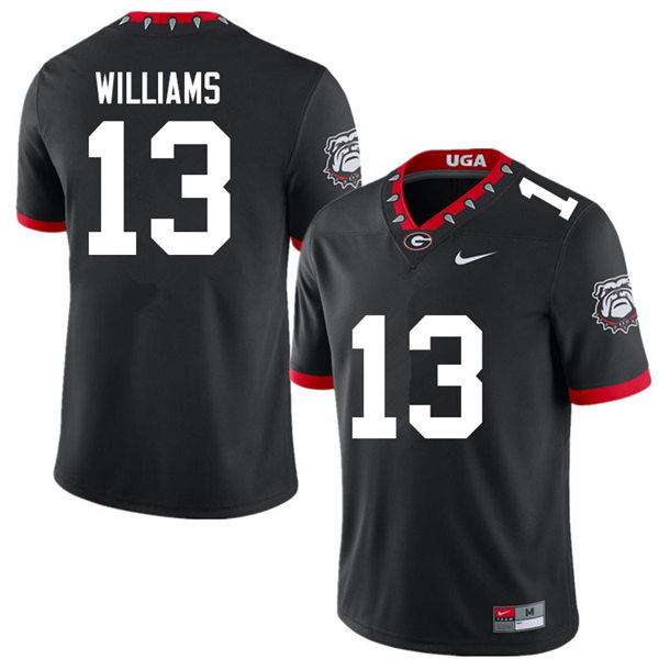 Mens Georgia Bulldogs #13 Mykel Williams Black Alternate Mascot 100th Anniversary College Football Game Jersey