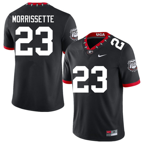 Mens Georgia Bulldogs #23 De'Nylon Morrissette Black Alternate Mascot 100th Anniversary College Football Game Jersey